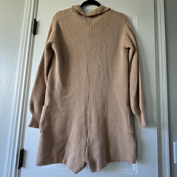 Le Lis Ribbed Knit Sweater Romper Collared Button Front Cozy Neutral Coastal Sm - Picture 11 of 11